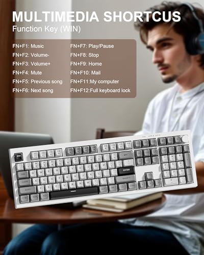 Womier K105 Membrane Gaming Keyboard,RGB Quiet Keyboard for Office, USB Wired,26 Keys Anti-ghosting Computer Keyboard 104 Keys - Gray