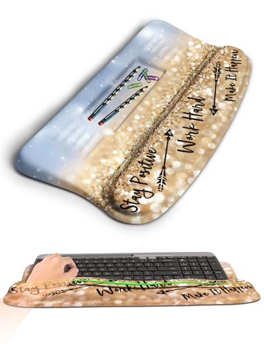 Ergonomic Wave Wrist Rest with Keyboard Stand, Cushioned Palm Rest, Comfortable Integrated Memory Foam for Natural Typing and Relieve Wrist Pain, Stay Positive - color: Stay Positive