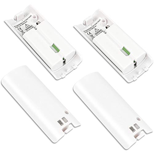 4 Pcs Wii Remote Batteries Rechargeable, 2800mAh High-Capacity Rechargeable Batteries for Nintendo Wii/Wii U Remote Controller (White)
