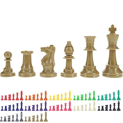 WE Games Color Bright Plastic Staunton Tournament Chess Pieces with 3.75 in. King - Half Chess Set of Chess Pieces Only, Gold - color: Gold