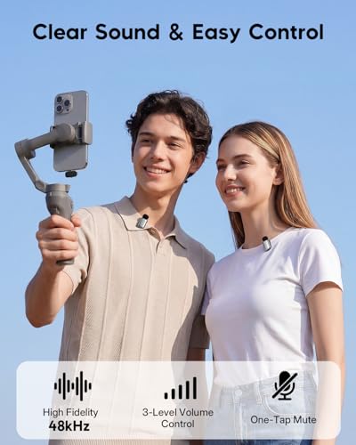 ZealSound Mini Wireless Lavalier Microphone for iPhone iPad Android, Dual Channel Wireless Microphones with Noise Cancellation, Mute & Volume Control, 33H Battery Case, USB-C & Lightning Plug & Play - color: Silver