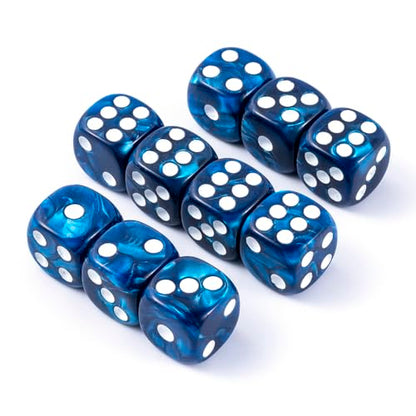 10 Pieces Polyhedral D6 Dice Set, 6 Sided Dice 16mm for RPG MTG DND Table Games (Blue) - color: Blue