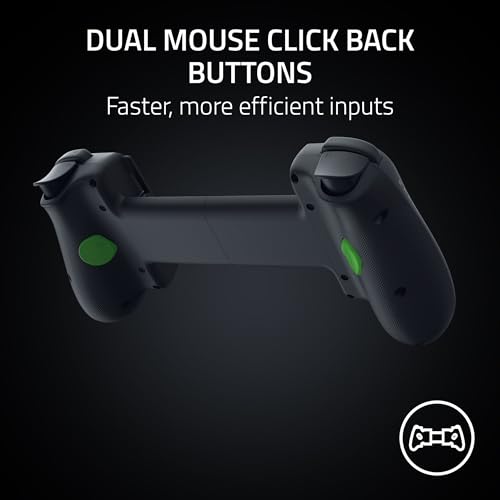 Razer Kishi V3 Gaming Controller for iPhone & Android, USB-C, Black | Compatible with iPhone 15, 16, 17 Series, Full Sized TMR Thumbsticks, Dual Back Buttons, PC Remote Play - color: Black