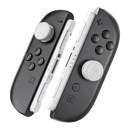 eXtremeRate Replacement 3D Joystick & Thumb Grips & Side Rail Shell Buttons for Nintendo Switch 2 JoyCon, Console Rail Stickers Controller Left Right Analog Stick Thumbsticks Caps for Switch 2 - White - color: White
