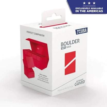 Ultimate Guard Boulder Solid 100+, Deck Case for 100 Double-Sleeved TCG Cards, Red, Secure & Durable Storage for Trading Card Games, No Transparency - color: Red