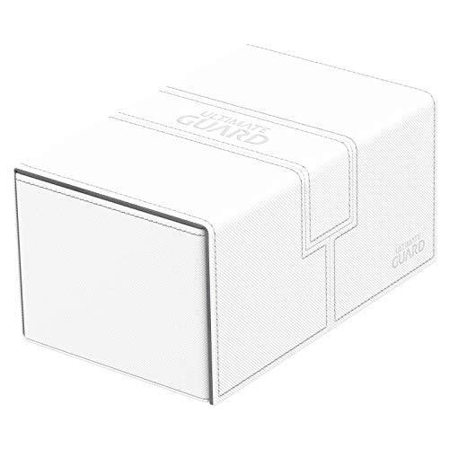 Ultimate Guard Twin Flip'n'Tray 160+, Deck Case for 160 Double-Sleeved TCG Cards +Dice Tray, White/Grey, Independent Magnetic Closure & Microfiber Lining - color: White/Grey