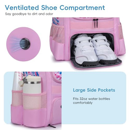 KAVIGOR Baseball Bag for Youth | Softball Backpack 50L Large Capacity with Shoe Compartment and 4 Bat Holders | Nova Flare Series - color: Pink