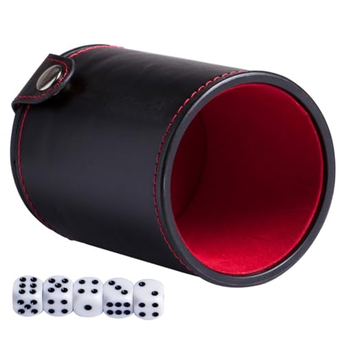 Totority PU Leather Dice Cup with Double-Layer Lids Professional Dice Storage Container for Bar Party and Family Game Entertainment