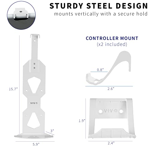 VIVO Steel Wall Mount Bracket Designed for PS5 Gaming Console, Vertical Display for PlayStation 5, Open Design, 2 Controller Mounts, White, MOUNT-PS5W - color: White