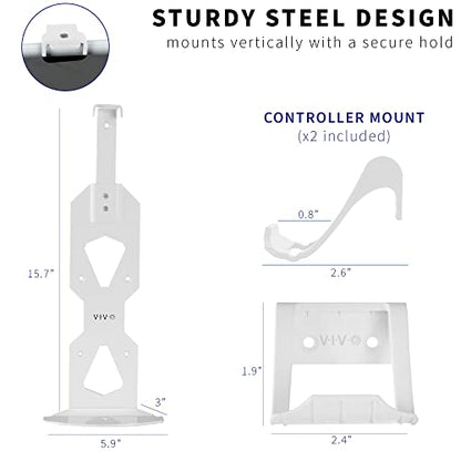 VIVO Steel Wall Mount Bracket Designed for PS5 Gaming Console, Vertical Display for PlayStation 5, Open Design, 2 Controller Mounts, White, MOUNT-PS5W - color: White