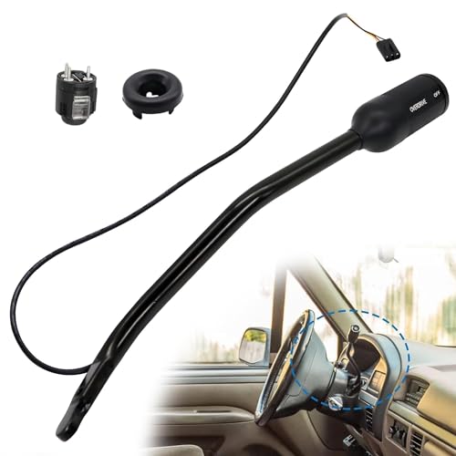 F2TZ-7210-F Transmission Gear Shifter Lever Set with Overdrive Shift Button and Cap Compatible with 1992-1997 Bronco F150 F250 F350 F53 F59 Replace for F4TZ-7210-B F4TZ7210B