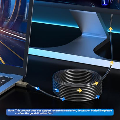 Soonsoonic Fiber Optic HDMI Cable 50ft,18Gbps 4K@60Hz(4:4:4) Unidirectional Active 2.0 Cord,Support HDR10 ARC HDCP 2.2 3D CEC Atmos DTS:X, Ultra high Speed Flexible and Slim（15m） - size: Fiber 50FT