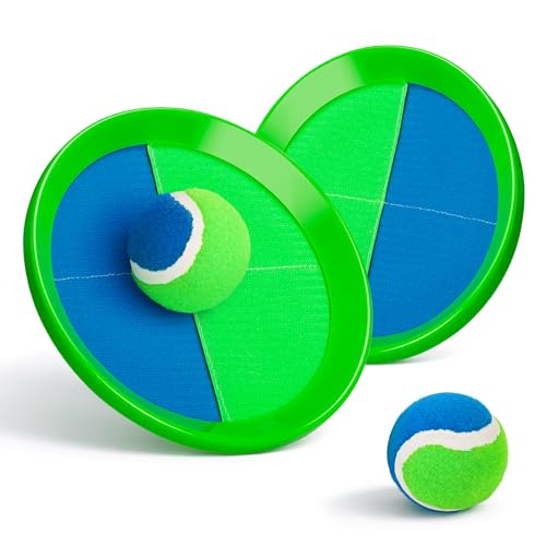TEILLNET Toss and Catch Ball Set Upgraded - Kids Toys Beach Toys Baseball Games - Sturdy & Water-Resistant for Outdoor Pool Yard Games - Classic Gift for Boys Girls 3 4 5 6 7 8 9 10 11 12+ Years - color: Blue, size: 2 Paddles 2 Balls