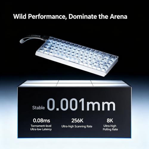 MCHOSE ACE 68 V2 Magnetic Switch Keyboard,65% Hall Effect Rapid Trigger Wired Gaming Keyboard with 0.001mm Adjustable Actuation 8K Hz Polling Rate RGB Backlit Side Printed Keycaps for Esports (Red) - color: ACE68 V2-Red