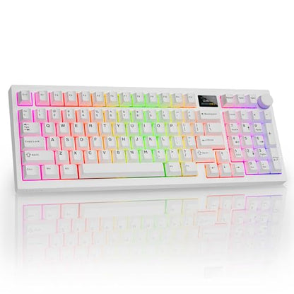 TECWARE Spectre 96% RGB Mechanical Gaming Keyboard | Customizable LCD Screen | Tri-Mode Wireless with Knob | Gasket Mount | South Face 5-Pin Hot-Swappable Sockets | White Candy Red Linear Switch - color: Candy Red