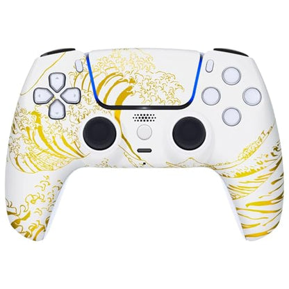 ProControllers LLC Custom Wireless Controller for PS5 - Hand Airbrushed & Multiple Designs Available (Gold Wave) - color: Gold Wave