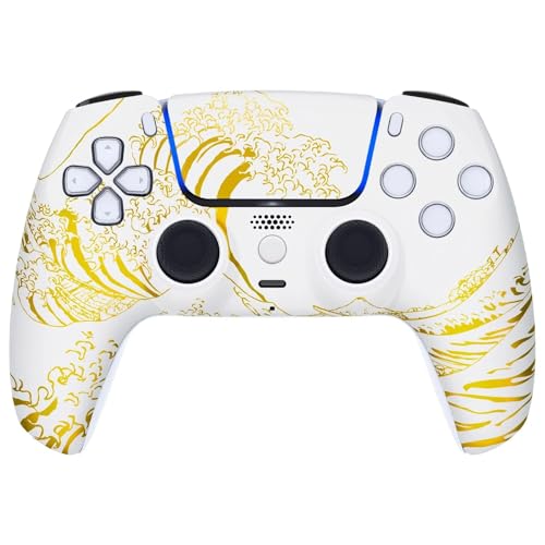 ProControllers LLC Custom Wireless Controller for PS5 - Hand Airbrushed & Multiple Designs Available (Gold Wave) - color: Gold Wave