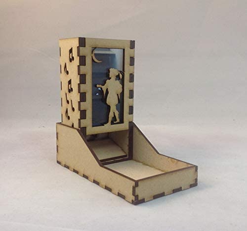 Bard Mini Dice Tower v1 Medium Blue Acrylic Window Laser Cut MDF Unique Gift