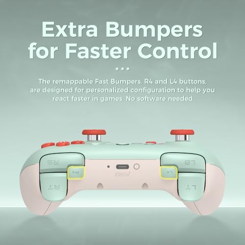 AKNES 8Bitdo Ultimate 2C Wireless 2.4G Controller for Windows PC and Android, Gamepad with Hall Effect Joysticks and Hall Triggers, 1000Hz Polling Rate, Remappable L4/R4 Bumpers - Mint | Gamepad with Hall Effect Joysticks and Hall Triggers, 1000Hz Polling
