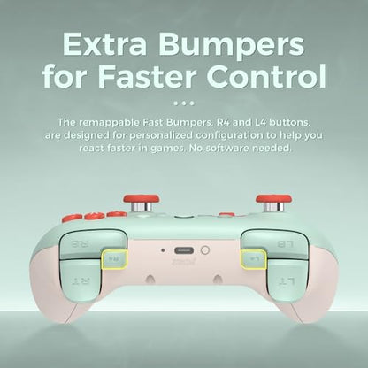AKNES 8Bitdo Ultimate 2C Wireless 2.4G Controller for Windows PC and Android, Gamepad with Hall Effect Joysticks and Hall Triggers, 1000Hz Polling Rate, Remappable L4/R4 Bumpers - Mint | Gamepad with Hall Effect Joysticks and Hall Triggers, 1000Hz Polling