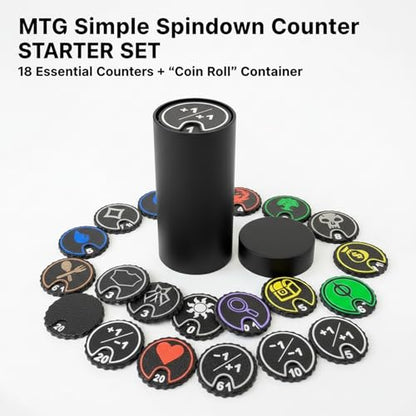 Life Counter with Plastic Box, 18Pcs Spindown Counter Starter Set, Health Tracker Life Counter, Dice Accessories, Compatible with MTG, TCG, Cards Gaming Accessories (One Starter Set) - color: One Starter Set