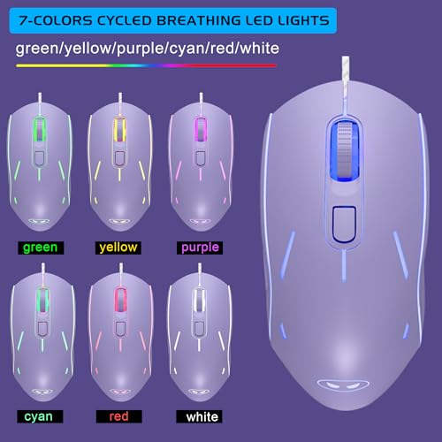 Gaming Keyboard and Mouse Combo, K1 RGB LED Backlit Wired Keyboard with 104 Key Computer PC Gaming Keyboard for PC/Laptop (Purple) - color: K1 violet