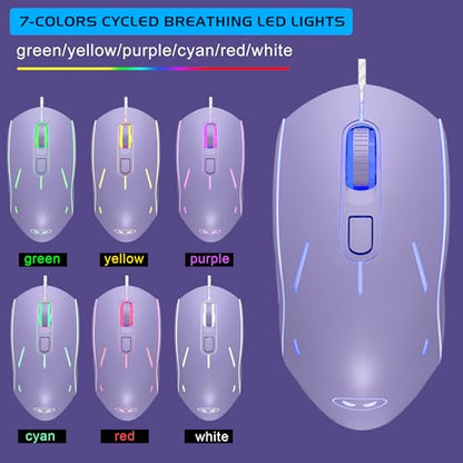 Gaming Keyboard and Mouse Combo, K1 RGB LED Backlit Wired Keyboard with 104 Key Computer PC Gaming Keyboard for PC/Laptop (Purple) - color: K1 violet