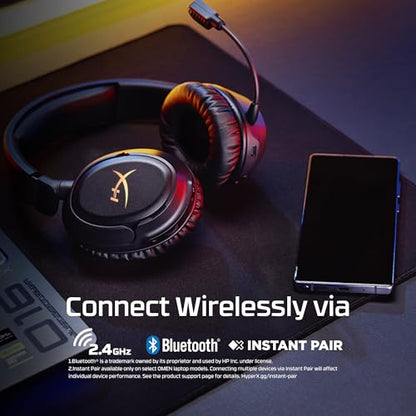 HyperX Cloud Flight 2 – Wireless Gaming Headset, Customizable RGB Lighting with Removable Earcup Plates, up to 100 Hours of Battery Life, 2.4GHz & Bluetooth, Multi-Platform Compatibility - Black - color: Black