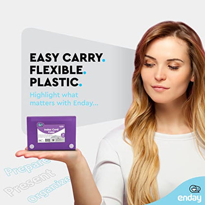 Enday Index Card Holder 3x5, Purple Index Card Case with 5 Tab Dividers, Index Card Organizer, Flash Card Holder, Holds 100 Cards. - color: PURPLE, size: 1