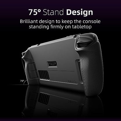Skull & Co. GripCase Bundle for Steam Deck: Soft Protective Case with Textured Grips Full Protection and Stand, Non-Slip and Anti-Scratch Cover Design [with Slim Carrying Case] - Black - color: Black, size: GripCase Bundle