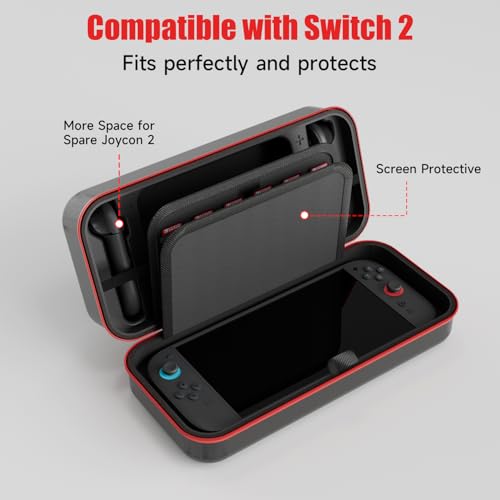 ELECGO Carrying Case Compatible with Nintendo Switch 2, Large Capacity Portable Travel Pouch Fit for Joy-Con 2 & Console & Adapter, EVA Hard Shell Carry Case with 24 Game Slots | Portable Travel Pouch Fit for Joy-Con 2 & Console & Adapter, EVA Hard Shell