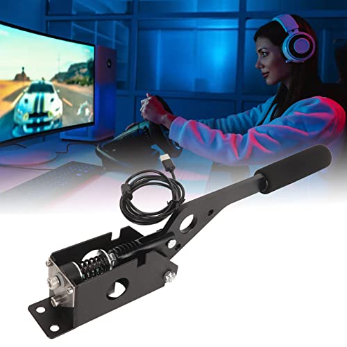 USB Handbrake, Linear E Handbrake, Hall Sensor, 64 Bit Handbrake for PC Racing Games, for G27 G29 G920 T500 T300 ETS2 ATS Brake Analog Hand Brake with Handle Grip Clamp, Compatible