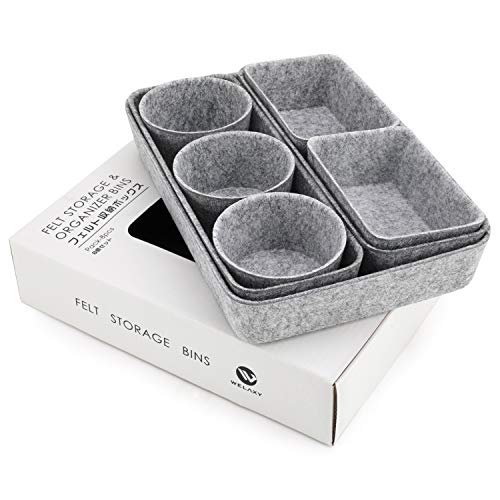 Welaxy 8-piece desk drawer organizer trays felt shallow bin Gray Minimalist - color: Gray