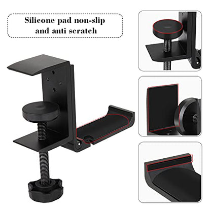 Headphone Holder Under Desk Hook with Cable Organizer, Foldable Aluminum Headset Mount, Space-Saving Hanger for Most Headphones