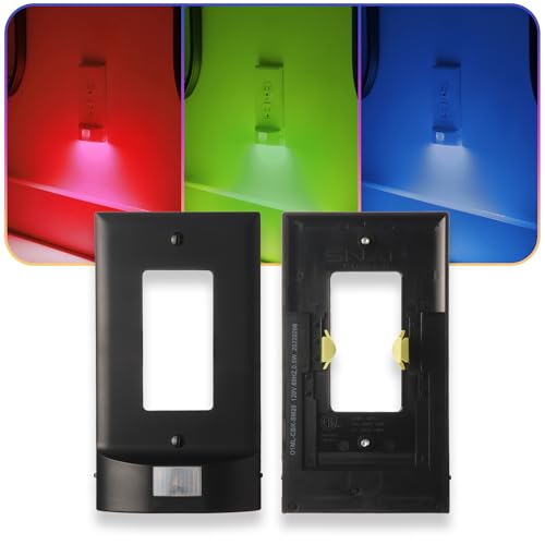 2 Pack - SnapPower Multi-Color GuideLight – Outlet Cover RGB Lights, Customizable Ambient Lighting/Mood Lighting for Home, Kitchen, Gaming Room, Kids Bedroom, Nursery, Holiday Decor (Black, Decor) - color: Black, size: Décor