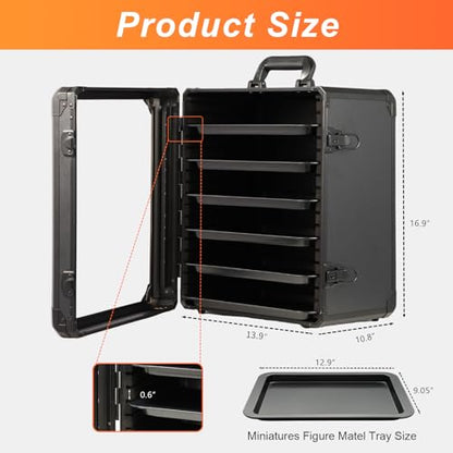 Miniature Carrying Case, Miniature Storage Case with 6 Trays, Aluminum Alloy Frame, Display and Transport Action Figure Display Case for Collectibles Miniatures, Best Gifts for Men - size: Medium