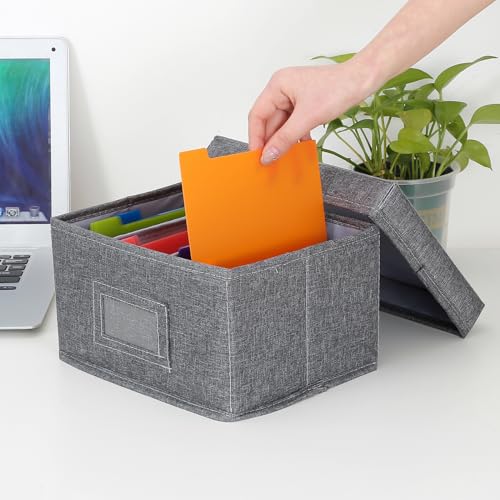 Qozary Index Card Holder 4x6 | Index Card Box With Dividers, Index Card Organizer Case, Foldable Flash Card Holder, 1000+ Card Capacity Box With Lid