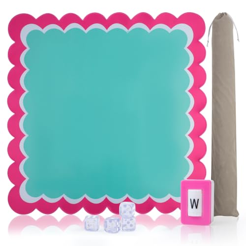 Mahjong Mat for Table 31.25"x31.25" - Anti-Slip American Mahjong Mat with Carrying Bag, Dice & Wind Indicator, Noise-Reducing Table Cover for Mahjong Poker Board Games, Green - color: Green