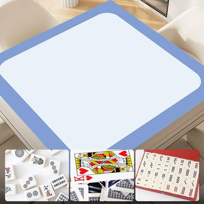 31.5 Inch Mahjong Mat for Table, 3MM Non-Slip & Noise Reduction Gaming Mat with Drawstring Bag, Perfect for Poker, Board Games, Card Games, Tile Games, and Dominoes (Salvia Blue-Light Steel Blue) - color: Salvia Blue-light Steel Blue