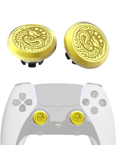 KD.FLY Metal Thumbsticks for PS5 Edge Controller Stick Module, 2Pcs Custom Thumb Sticks Grips Joystick Replacement Kit for PS5 Dual Sense Edge Accessories, Thumbstick Accessories Parts, Golden Dragon - color: Golden Dragon