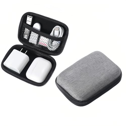 Chinshwehaw Electronic Accessories Organizer Bag: EVA Hard Shell Shockproof, Hard Shell Tech Organizer Case - Water Resistant Travel Storage for Cables Charger Earphones USB SD Card (Rectangle) - style: Rectangle