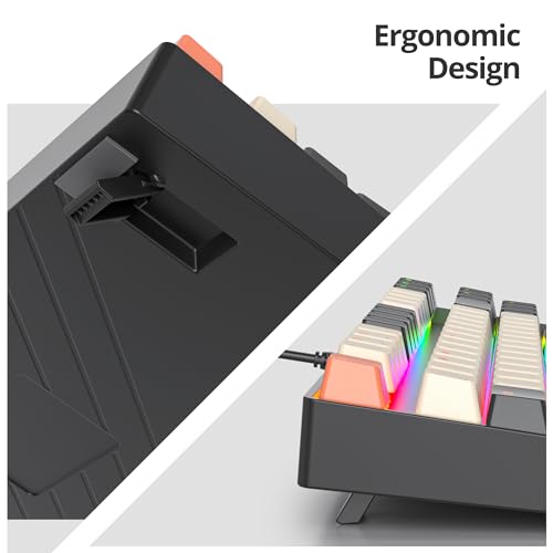 75% Mechanical Gaming Keyboard with Red Switch, RGB LED Backlit Keyboard Orange, 87 Keys Compact TKL Wired Computer Keyboard for Windows Laptop PC Gamer (87 Carbon) - color: 87 Carbon/Red Switch