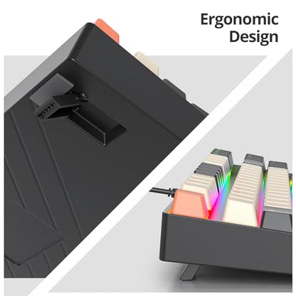 75% Mechanical Gaming Keyboard with Red Switch, RGB LED Backlit Keyboard Orange, 87 Keys Compact TKL Wired Computer Keyboard for Windows Laptop PC Gamer (87 Carbon) - color: 87 Carbon/Red Switch