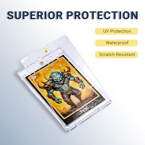Yuoyar 12ct Magnetic Card Case - 35pt Magnetic Card Holder - UV Protection Hard Plastic Display Case for Trading, Baseball, Football, Game Cards