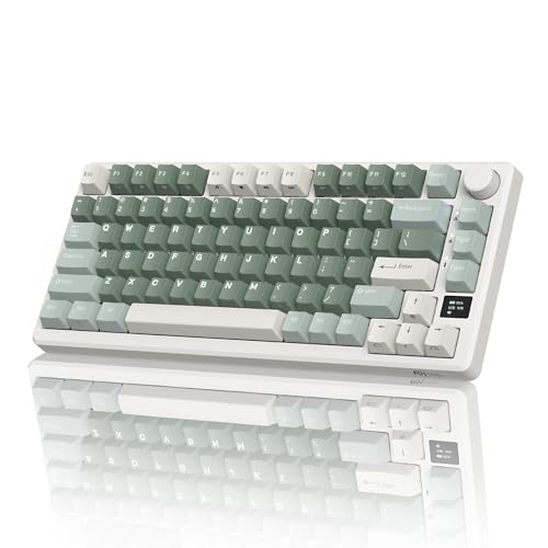 RK ROYAL KLUDGE M75 Wireless Mechanical Keyboard 2.4Ghz/BT5.1/USB-C Gaming Keyboard 75% Layout 81 Keys Gasket Mount with OLED Display & Knob RGB Backlight Hot-Swappable Pale Green Switch, Green - color: Green, size: Pale Green Switch