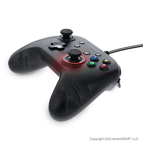 dreamGEAR Shadow Wired Pro Controller for Nintendo Switch: Ergonomic Grips and Glow Effect, Multi-Button Turbo, 10FT USB-A Cable/Switch OLED
