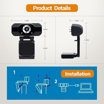 1080P Webcam with Microphone, HD Webcam Web Camera with Tripod Stand, Widescreen USB Computer Camera, Streaming Mic Web cam for Online Calling/Conferencing,Facetime/YouTube Desktop Laptop PC