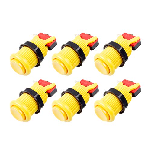 EG STARTS 6X American Style Standard Arcade Buttons Switchable Happ Type 30mm Push Button 3/16" Terminal for Jamma Mame Kit Parts (Yellow) - color: Yellow