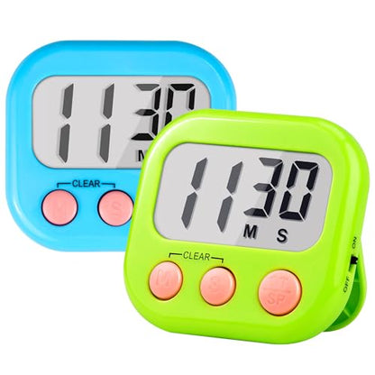 Timer for Kids Teachers Supplies Digital Kitchen Timers for Cooking Large Magnetic Classroom Timer 2Pack-Blue Green - color: Blue Green