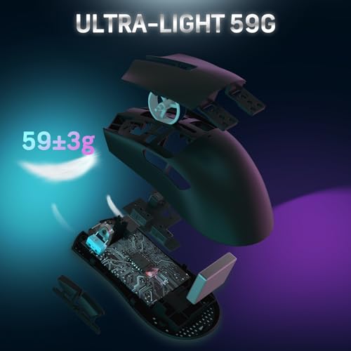 MAGIC-REFINER Attack Shark X11 59g Lightweight Wireless Gaming Mouse,RGB Magnetic Charging Dock,PixArt PAW3311,Tri-Mode-BT/2.4G Wireless/Wired Mouse,22000 DPI,5 Programmable Buttons for Pc/Mac(Black) - color: black